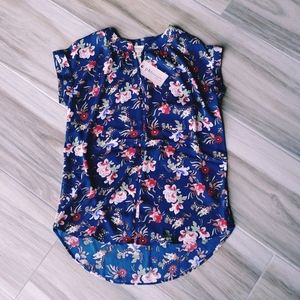 NWT Philosophy XS Blue Red Pink Floral Top